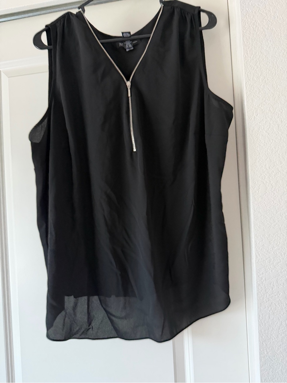 INC International Concepts Black Sleeveless Zip-Front Blouse